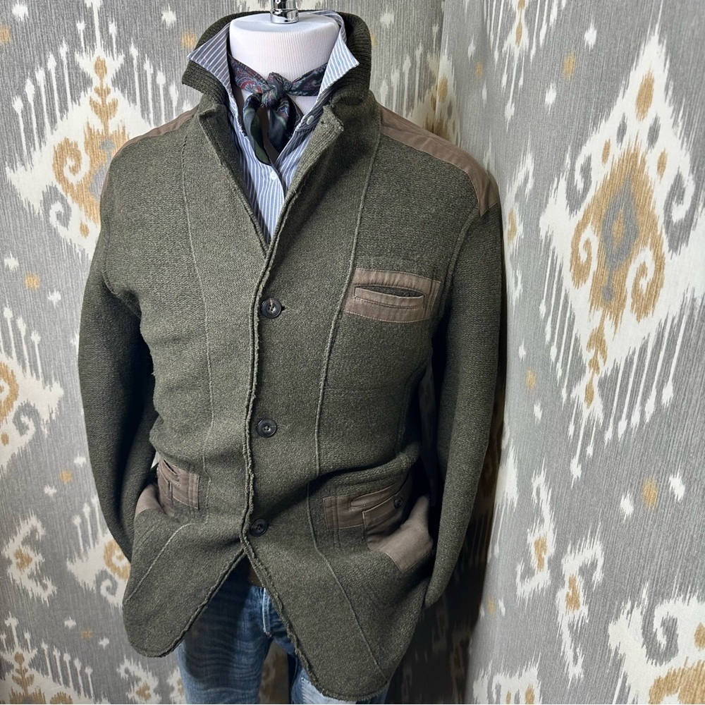 Ralph Lauren RLX Olive Green Lamb-Wool Knit Utility Field Jacket - Picture 11 of 16